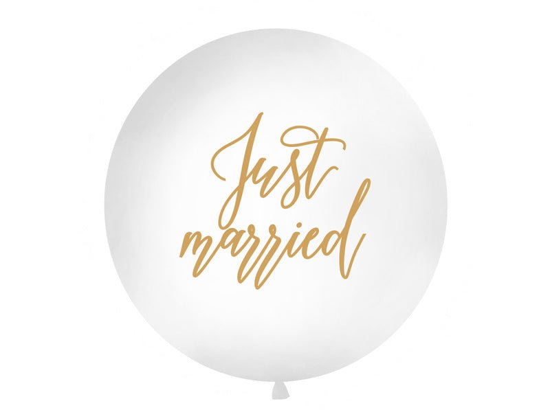Witte Ballon Just Married 1m van Partydeco koop je bij Partywinkel