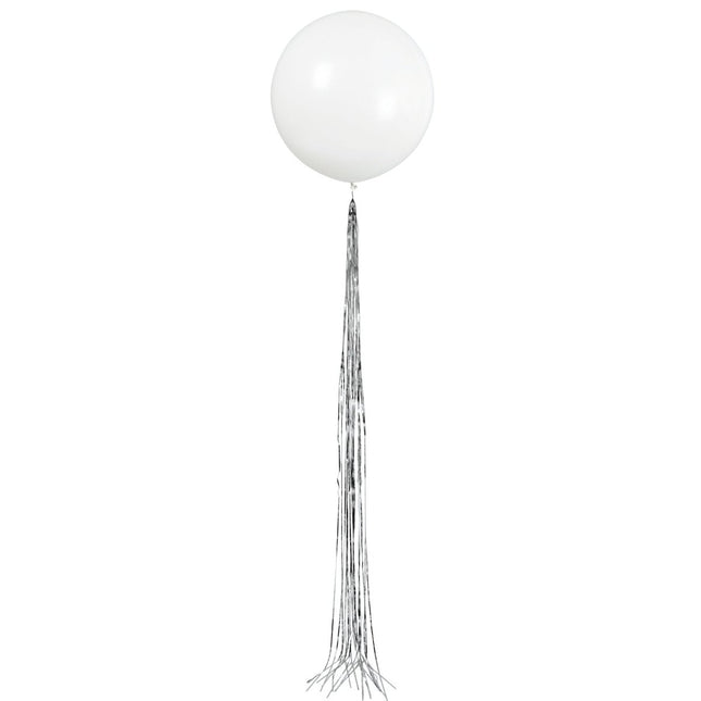 Witte Ballon Met Tasselslinger 61cm van Unique koop je bij Partywinkel