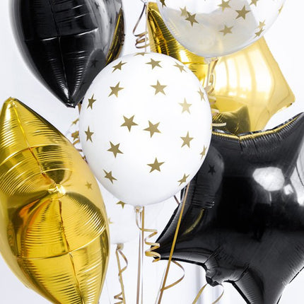 Witte Ballonnen Gouden Sterren 30cm 6st van Partydeco koop je bij Partywinkel