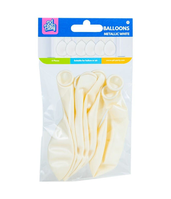 Witte Ballonnen Metallic 30cm 6st van Paper Dreams koop je bij Partywinkel