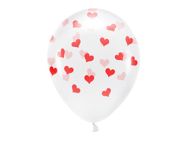 Witte Ballonnen Rode Hartjes 33cm 6st van Partydeco koop je bij Partywinkel
