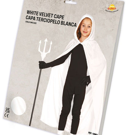 Witte Cape Kind Met Capuchon 1m van Fiestas Guirca koop je bij Partywinkel