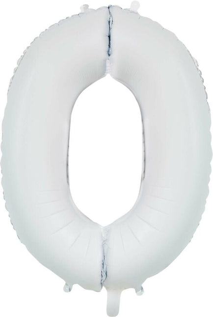 Witte Cijfer Ballon 0 Jaar Glans 86cm van WeFiesta koop je bij Partywinkel