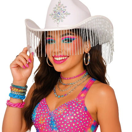 Witte Cowboyhoed met franjes van Fiestas Guirca koop je bij Partywinkel