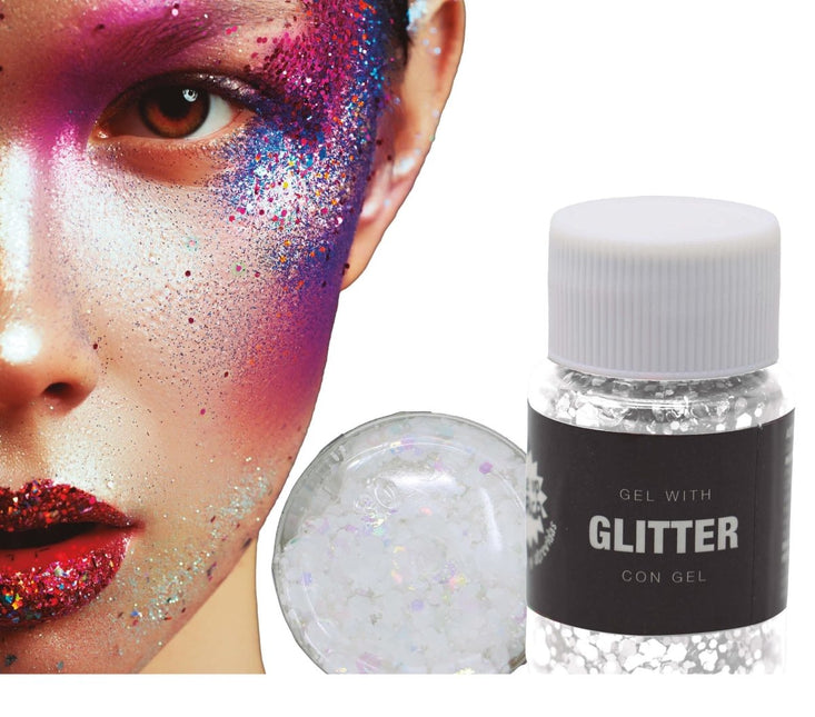 Witte Glitter Gel 20g van Fiestas Guirca koop je bij Partywinkel