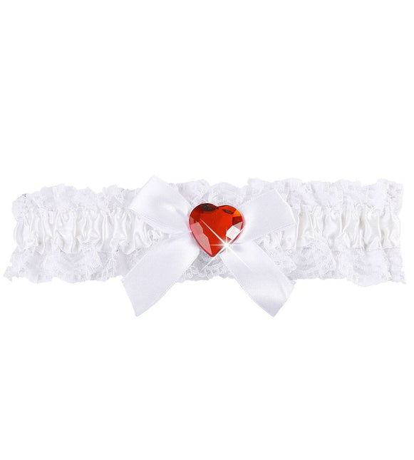 Witte Kousenband Met Rood Diamanten Hartje van Widmann koop je bij Partywinkel