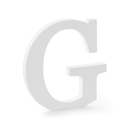 Witte Letter G Hout 20cm van Partydeco koop je bij Partywinkel