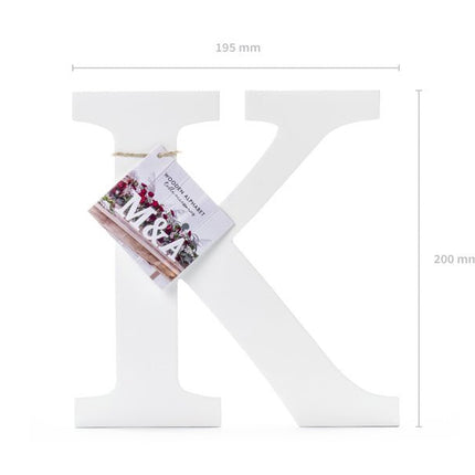 Witte Letter K Hout 20cm van Partydeco koop je bij Partywinkel