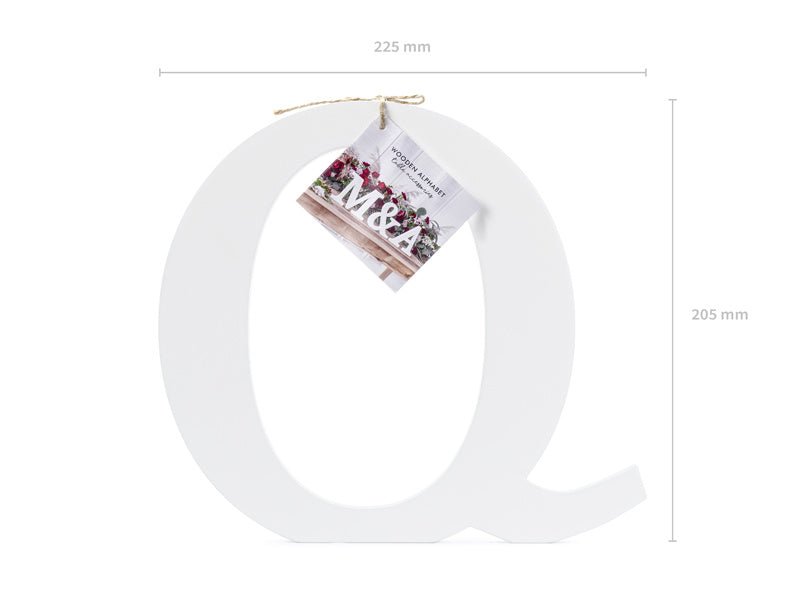 Witte Letter Q Hout 22,5cm van Partydeco koop je bij Partywinkel