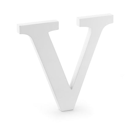 Witte Letter V Hout 21cm van Partydeco koop je bij Partywinkel