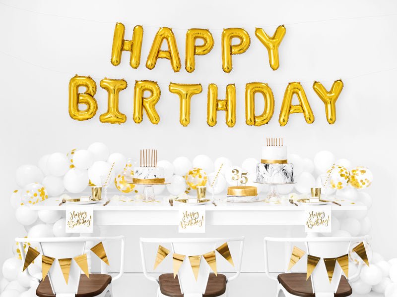 Witte Servetten Happy Birthday 33cm 20st van Partydeco koop je bij Partywinkel
