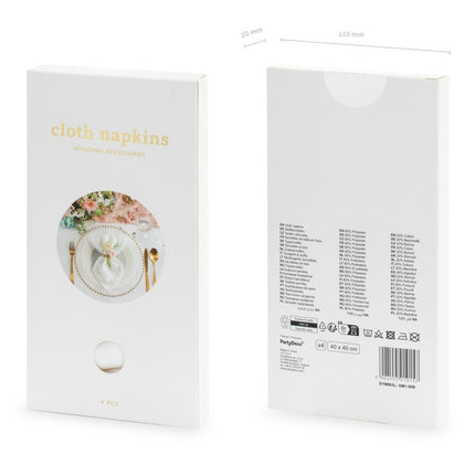 Witte Servetten Stof 40cm 4st van Partydeco koop je bij Partywinkel