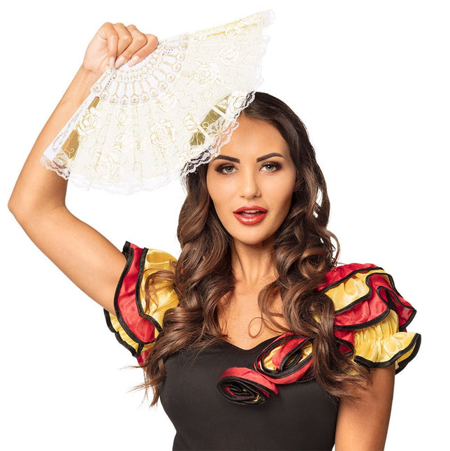 Witte Waaier Dorado 25cm van Boland koop je bij Partywinkel