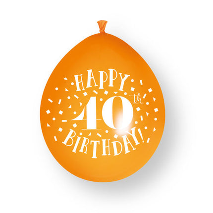 10 st. ”Happy 40th Birthday”-ballonger i latex, 23 cm