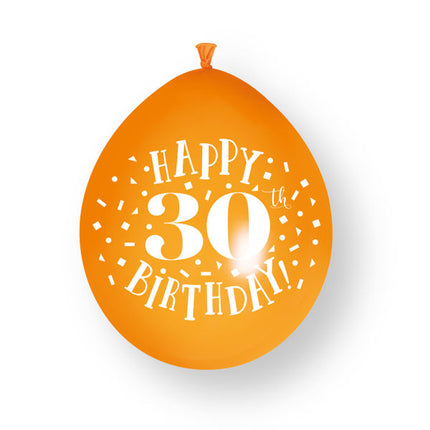 10 st. ”Happy 30th Birthday”-ballonger i latex, 23 cm