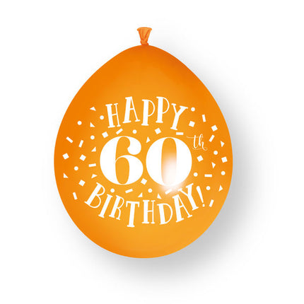 10 st. ”Happy 60th Birthday”-ballonger i latex, 23 cm