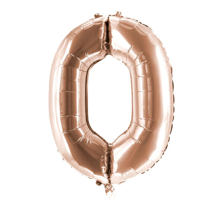 0 år, sifferballong, roséguld, tom, 85 cm
