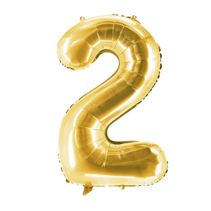 2 år, sifferballong, guld, tom, 1 m