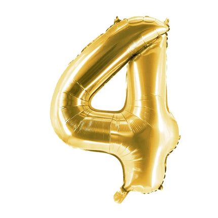 4 år, sifferballong, guld, tom, 1 m