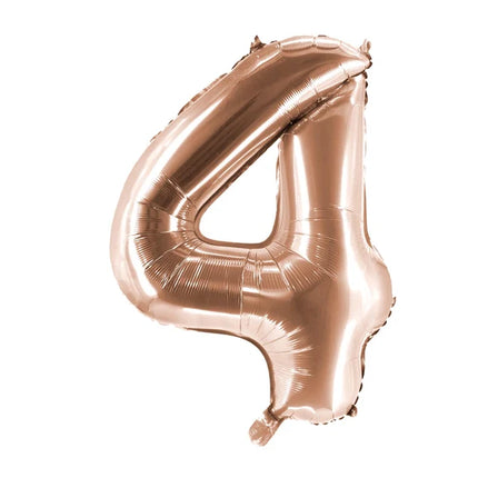 4 år, sifferballong, roséguld, tom, 1 m