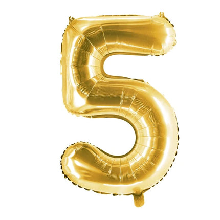 5 år, sifferballong, guld, tom, 1 m