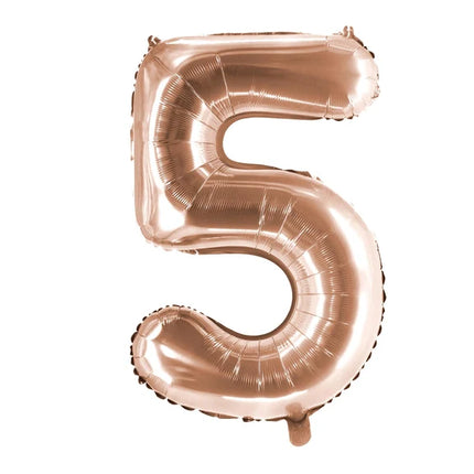 5-års sifferballong i roséguld, tom, 1 m