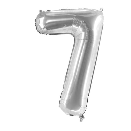 7 år, sifferballong, silver, tom, 1 m