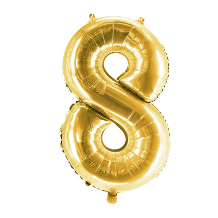 8 år, sifferballong, guld, tom, 1 m