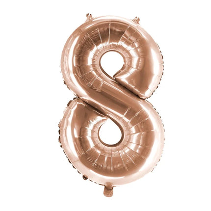 8 år, sifferballong, roséguld, tom, 1 m