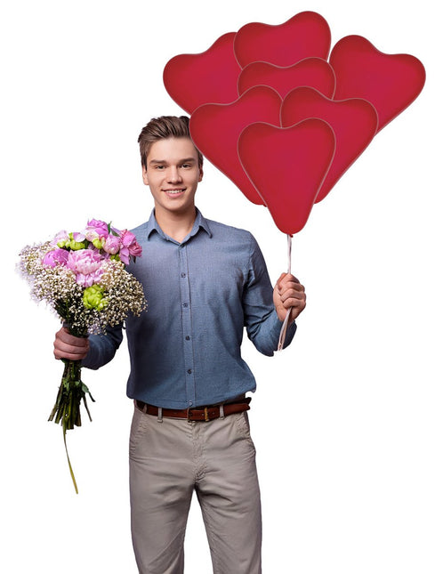 Zak met 10 hartjes ballonnen van Fiestas Guirca koop je bij Partywinkel