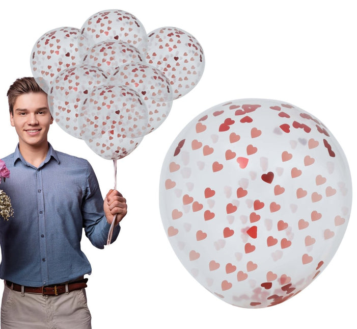 Zak van 10 ballonnen met hartjes confetti van Fiestas Guirca koop je bij Partywinkel