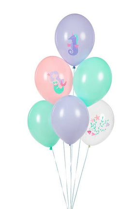 Zeemeermin Ballonnen 30cm 6st van Partydeco koop je bij Partywinkel