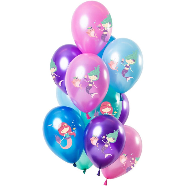 Zeemeermin Ballonnen Metallic 30cm 12st van Folat koop je bij Partywinkel