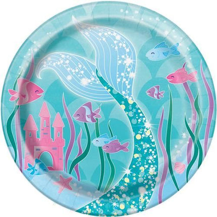Zeemeermin Bordjes 17cm 8st van Unique koop je bij Partywinkel