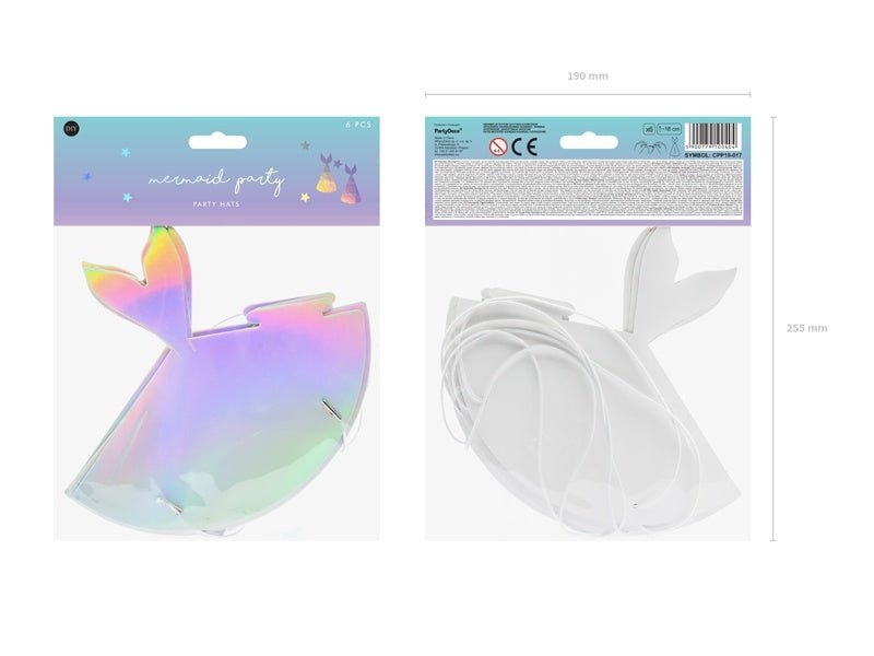 Zeemeermin Feesthoedjes 18cm 6st van Partydeco koop je bij Partywinkel