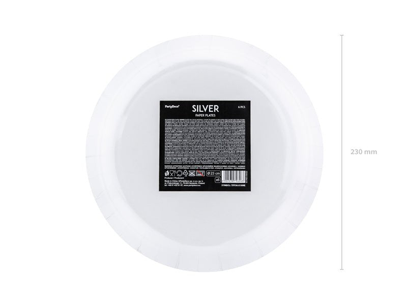 Zilveren Borden 23cm 6st van Partydeco koop je bij Partywinkel