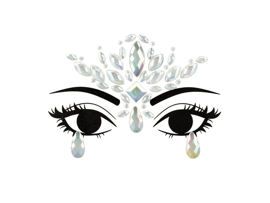 Zilveren Gezicht Stickers Glow In The Dark 9,5cm van Partydeco koop je bij Partywinkel