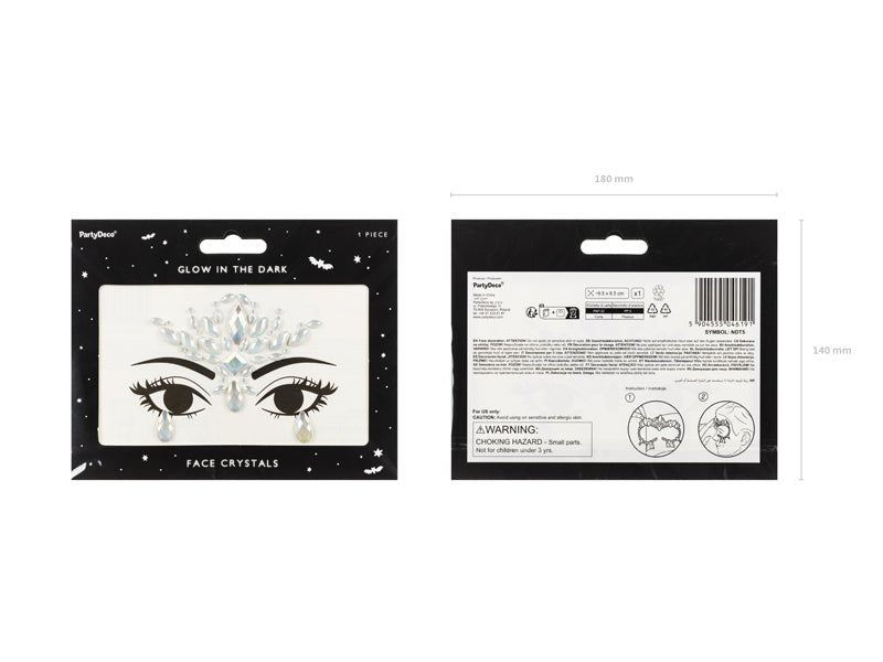 Zilveren Gezicht Stickers Glow In The Dark 9,5cm van Partydeco koop je bij Partywinkel
