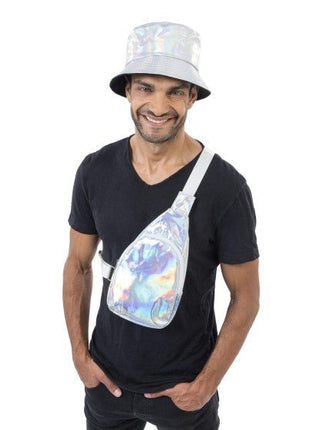 Zilveren Holografische Crossbodytas 34cm van CHAKS koop je bij Partywinkel