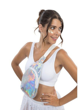 Zilveren Holografische Crossbodytas 34cm van CHAKS koop je bij Partywinkel