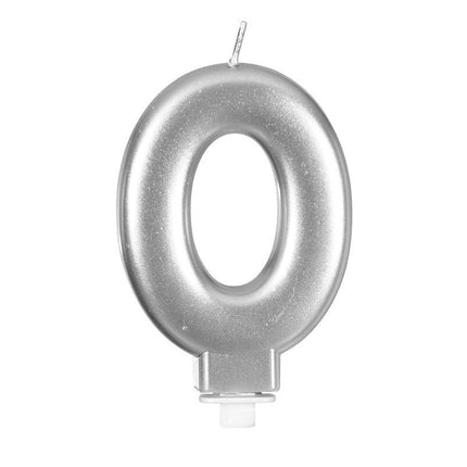 Zilveren Kaars 0 Jaar Metallic 8cm van Fiestas Guirca koop je bij Partywinkel