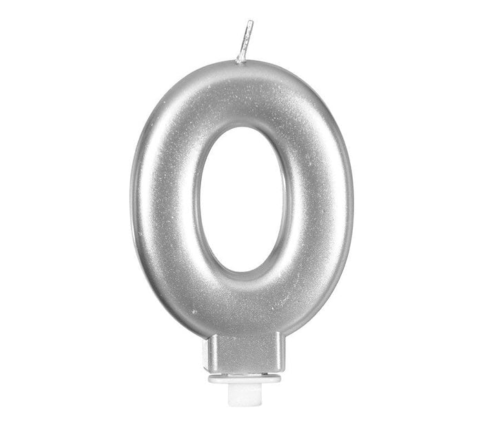 Zilveren Kaars 0 Jaar Metallic 8cm van Fiestas Guirca koop je bij Partywinkel