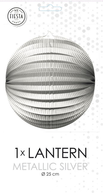 Zilveren Lampion Metallic 25cm van WeFiesta koop je bij Partywinkel