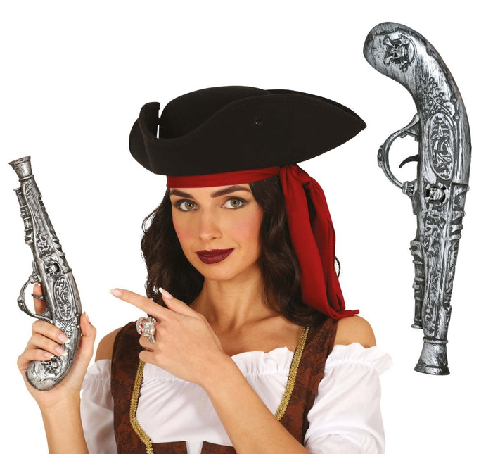 Zilveren Nep Pistool 30cm van Fiestas Guirca koop je bij Partywinkel