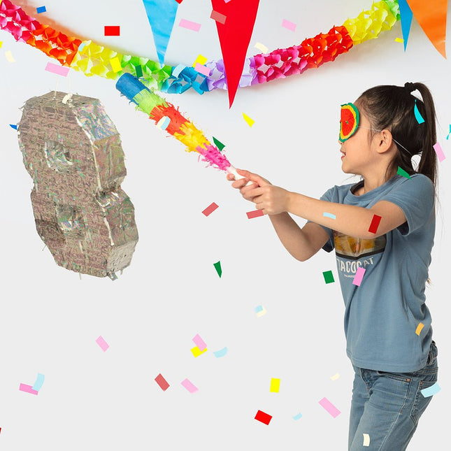Zilveren Pinata 5 Jaar Holografisch 40cm van Boland koop je bij Partywinkel