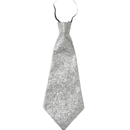 Zilveren Stropdas Glitter Met Elastiek van Widmann koop je bij Partywinkel