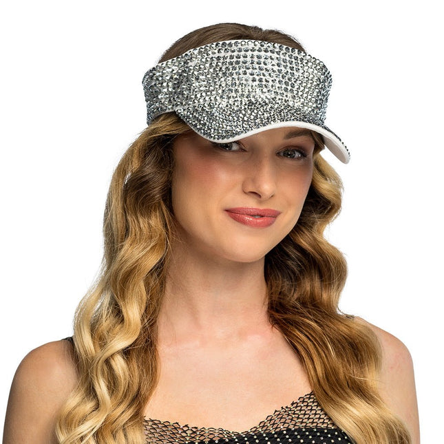 Zilveren Zonneklep Met Steentjes van Boland koop je bij Partywinkel