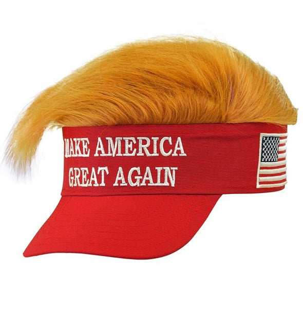 ZONNEKLEP MET PLUCHE HAAR "MAKE AMERICA GREAT AGAIN" van Widmann koop je bij Partywinkel