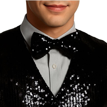 Zwart Gilet Met Strikje 2 delig van Partychimp koop je bij Partywinkel