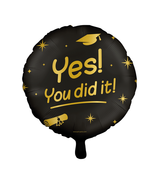 Zwart Gouden Geslaagd Helium Ballon You Did It Leeg 45cm van Paper Dreams koop je bij Partywinkel